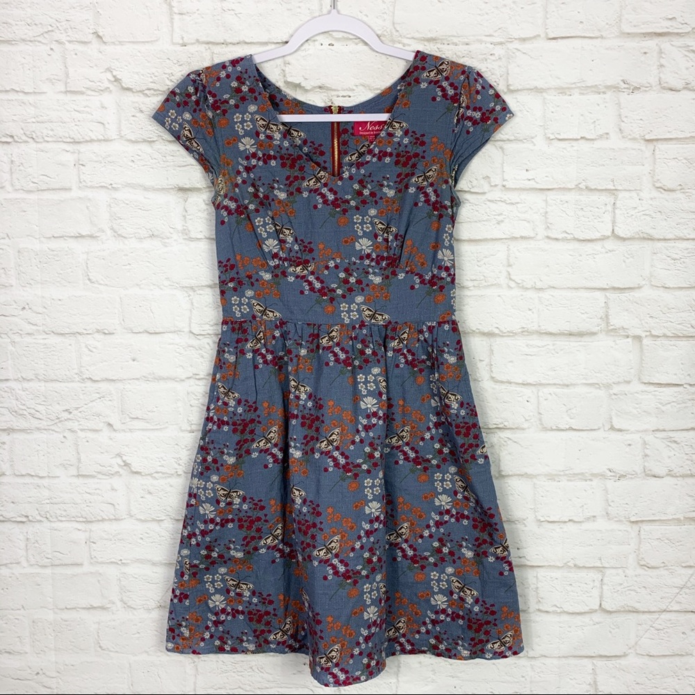 Ness Of Scotland Floral Butterfly Aline Dress US4